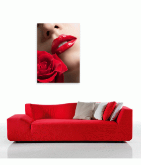Tablou canvas Woman red lips
