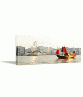 Tablou canvas Hong Kong harbour with tourist